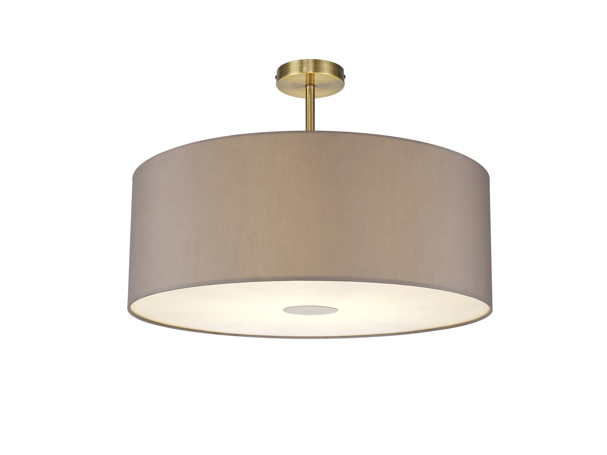 DK0198  Baymont 60cm Semi Flush 1 Light Antique Brass; Grey; Frosted Diffuser